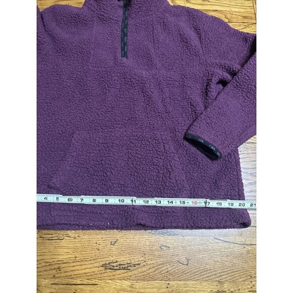 PINK by VICTORIA'S SECRET MAROON SHERPA FLEECE 1/4 ZIP SWEATSHIRT SIZE SMALL R23 - Picture 3 of 8